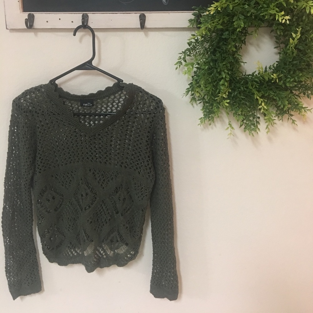 Rue 21 Olive green lace sweater
